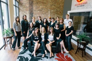 Kentuckiana Court Reporters group photo in the lobby of the main office in Louisville