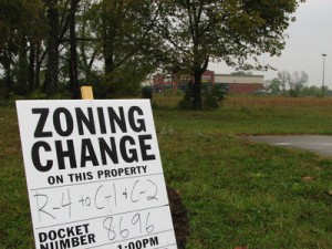 sign that says zoning change